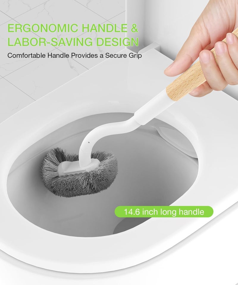 OSCIOSS Bamboo Toilet Brush Set, 2 Pack with Ergonomic Design, Compact Size, Durable Bristles, Wooden Holder for Bathroom Cleaning - Image 5